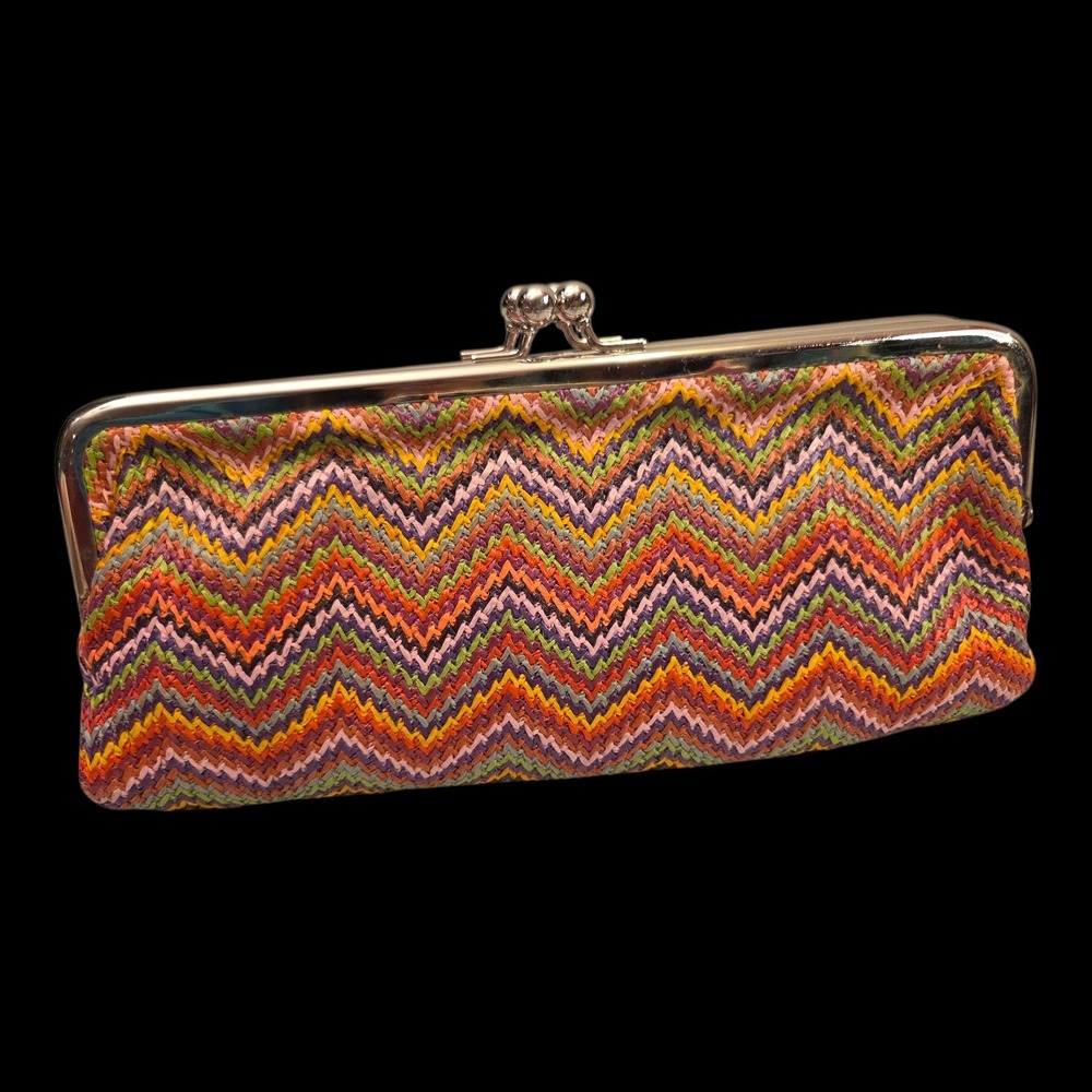 Multi-Color Zig Zag Stripe Fashion‎ Double Compartment Clutch Purse